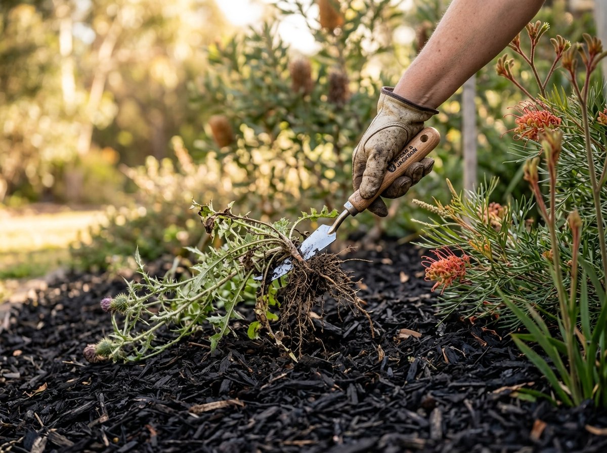 hand removing weed from garden 202609021927